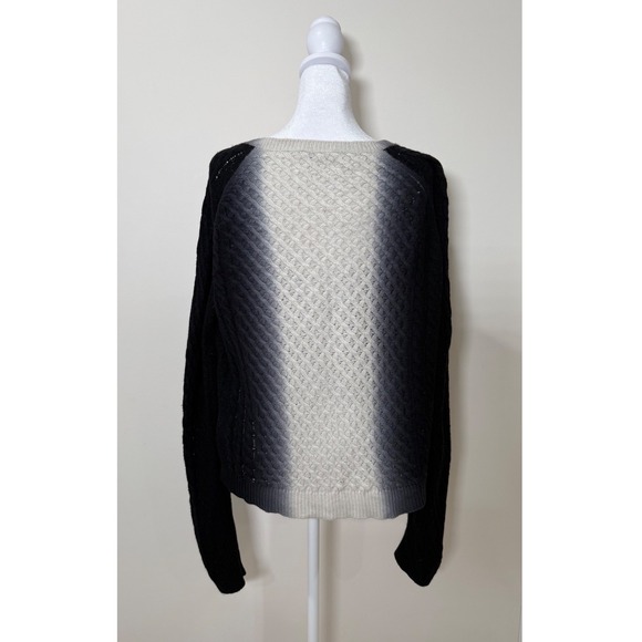 Vince Wool Cashmere Ombre Knit Sweater Women's M Black Grey White Cable Knit - Picture 2 of 7